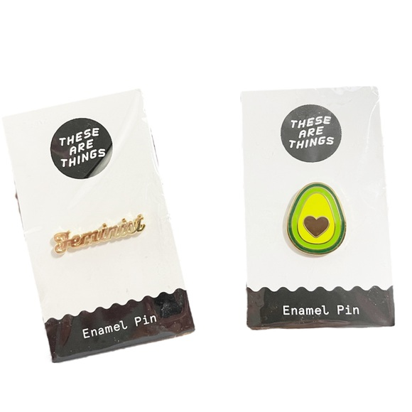 NWT These Are Things‎ Feminist and Avocado Enamel Pins - Picture 1 of 2